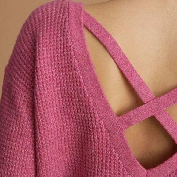 Anthropologie Maeve Pink Cross-Back Sweater - New - Small - Picture 4 of 5